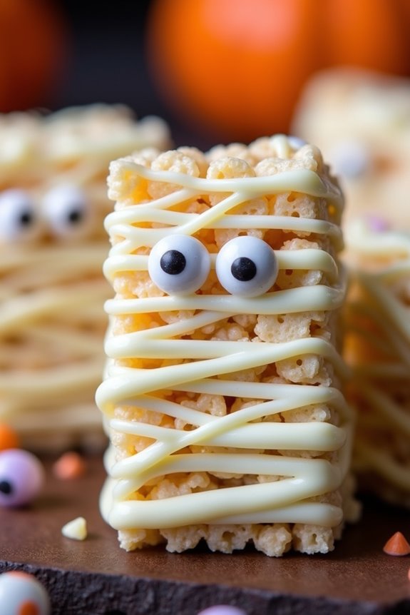 spooky mummy rice treats