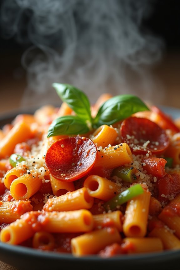spooky pasta pizza delight