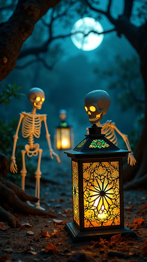 spooky playful skeleton lanterns