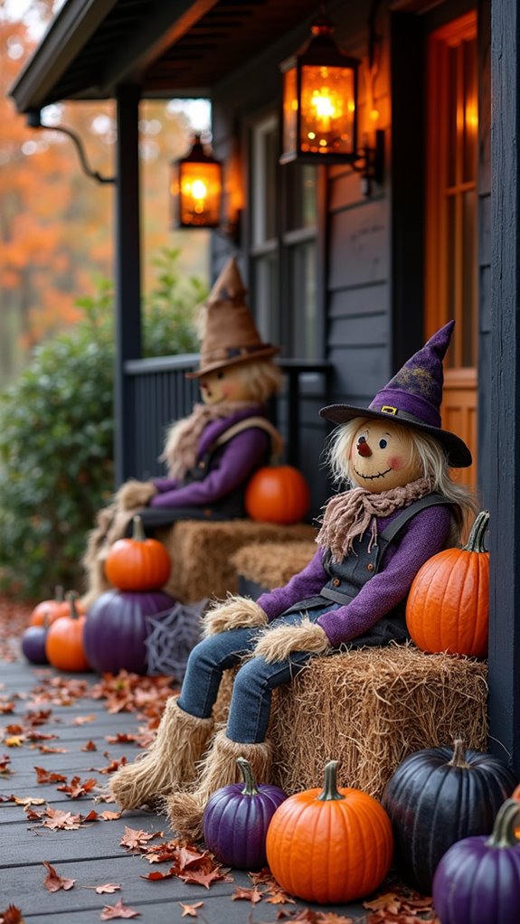 spooky porch with hay bales