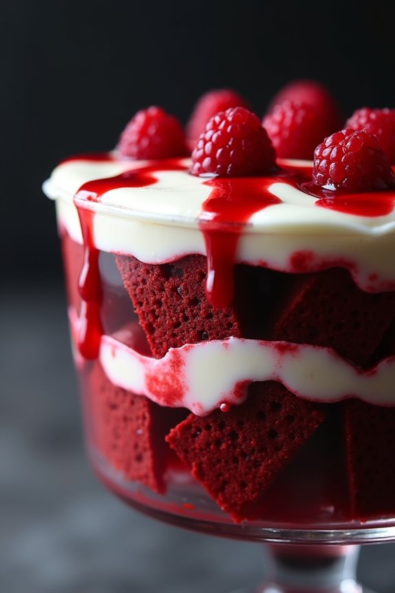 spooky red velvet trifle