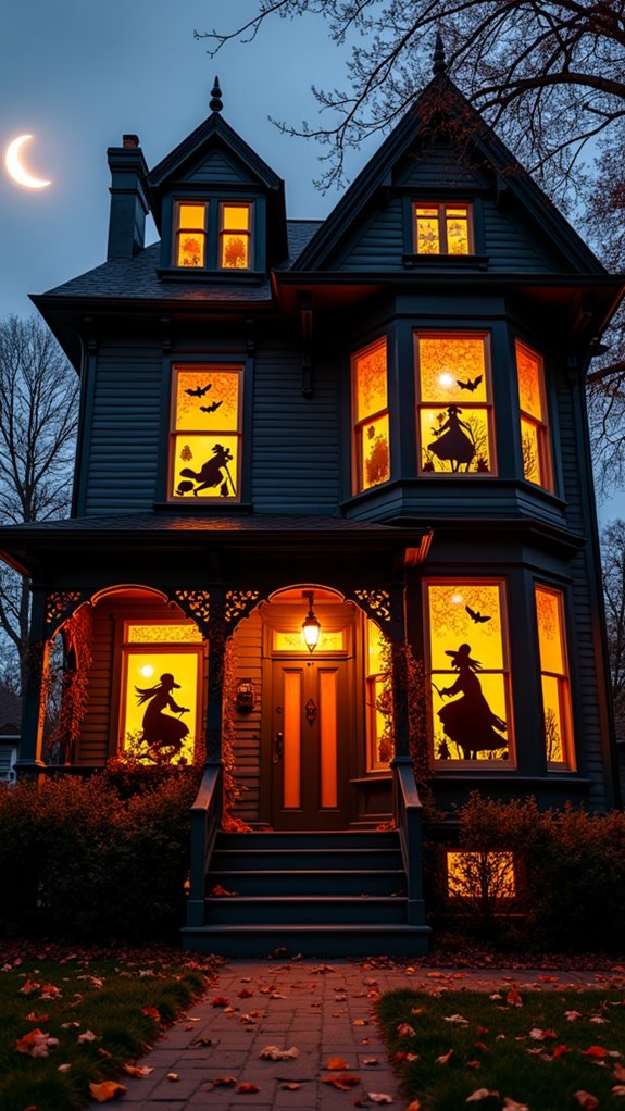 spooky silhouette decorations displayed
