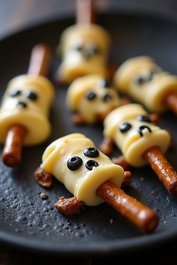 spooky skeleton cheese treats