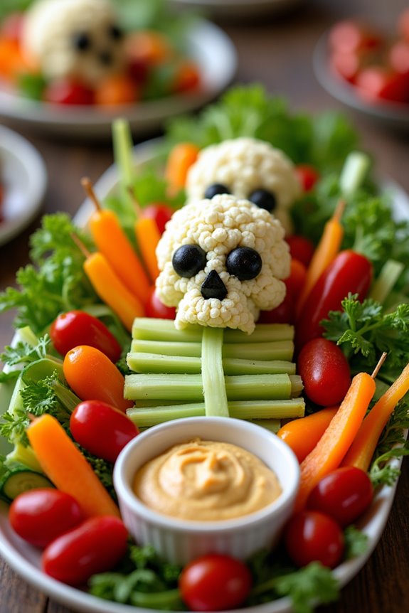 spooky skeleton veggie platter
