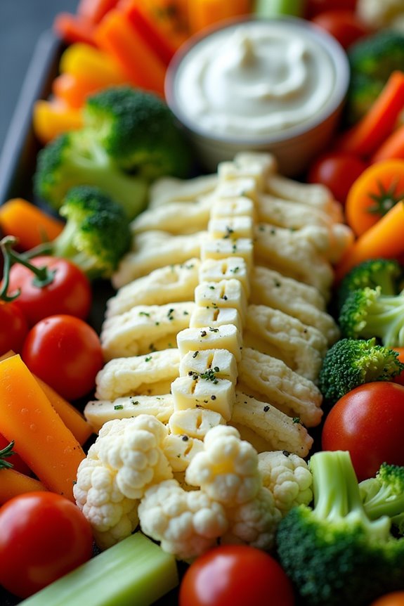 spooky skeleton veggie platter