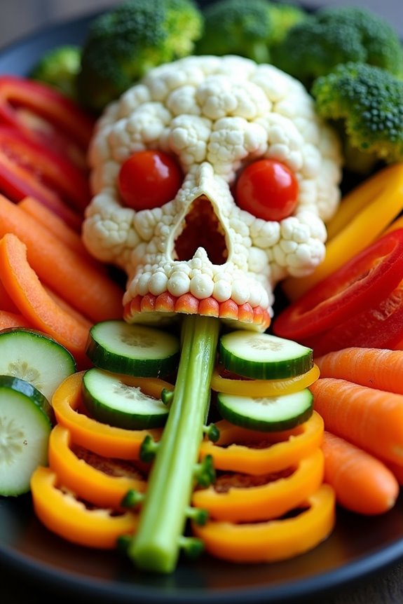 spooky skeleton veggie platter