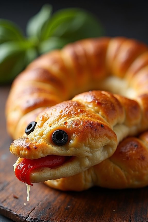 spooky snake shaped calzones recipe
