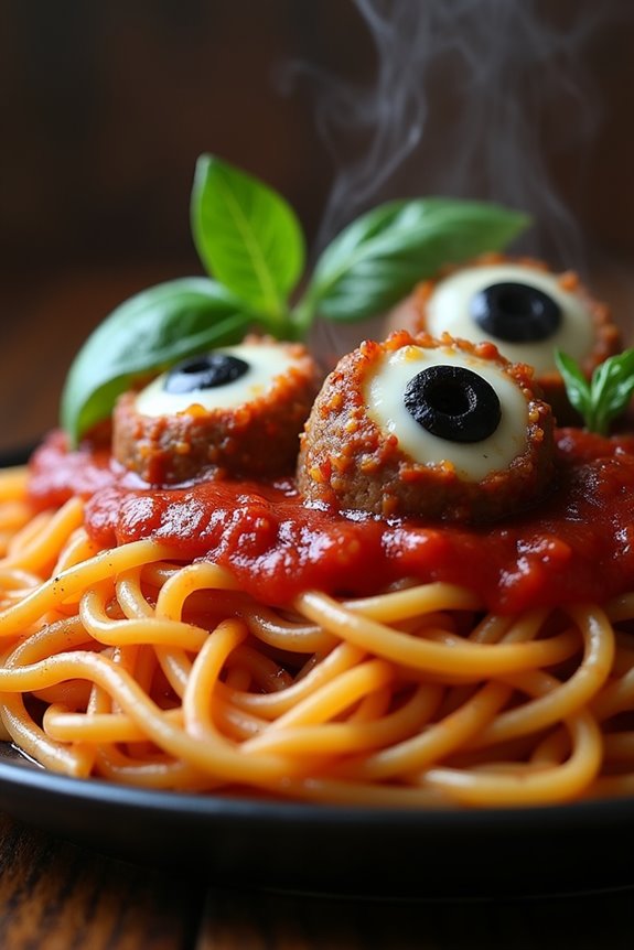 spooky spaghetti with meatballs