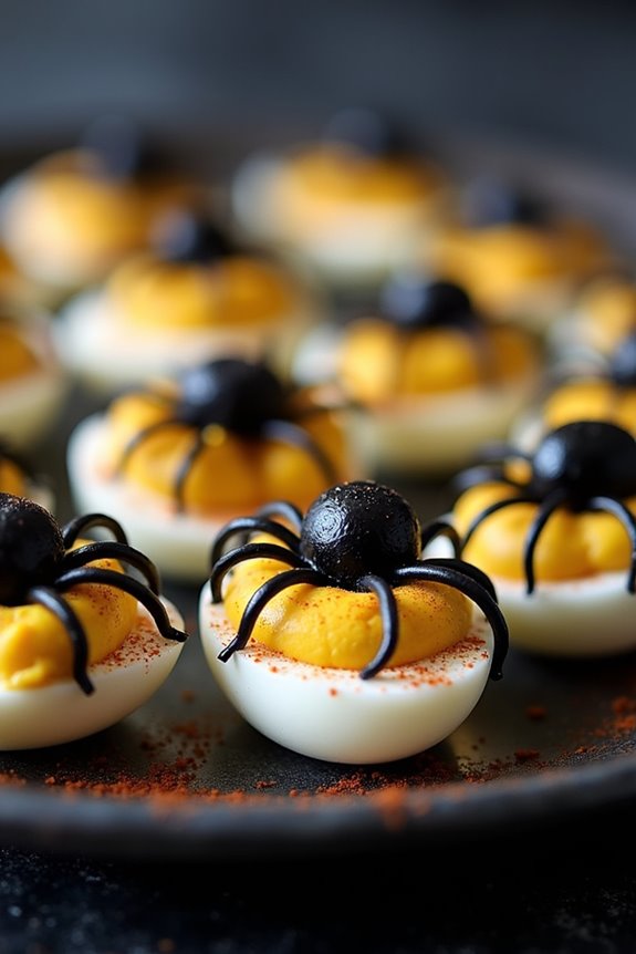 spooky spider deviled eggs