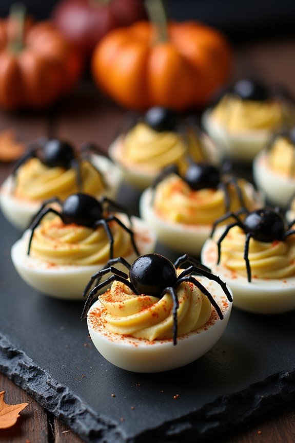 spooky spider deviled eggs