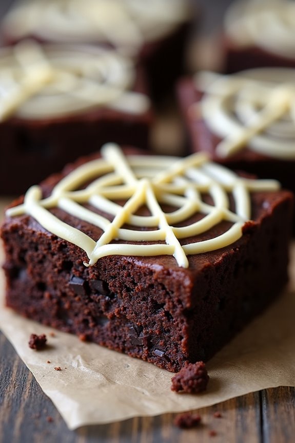 spooky spider web brownies