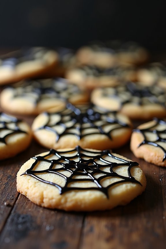 spooky spider web cookies
