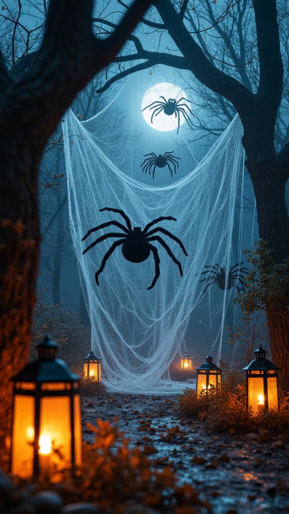 spooky spider web decor
