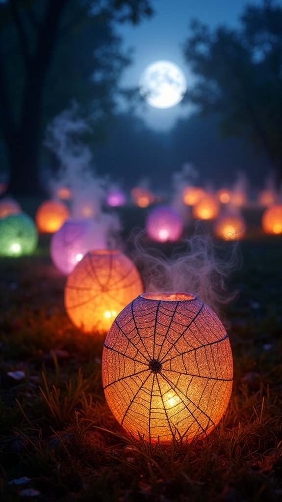spooky spider web lanterns