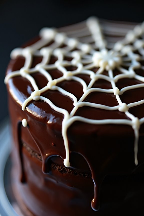 spooky spiderweb chocolate cake