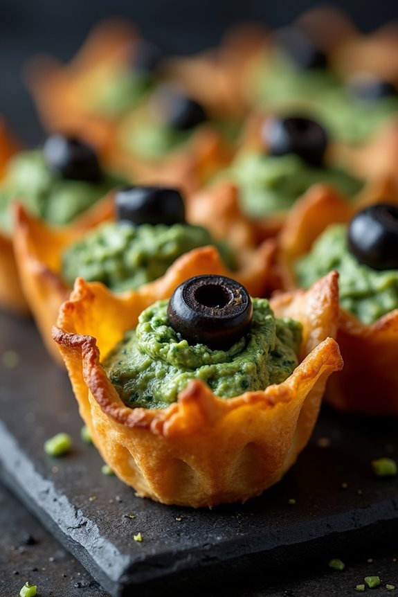 spooky spinach dip cups