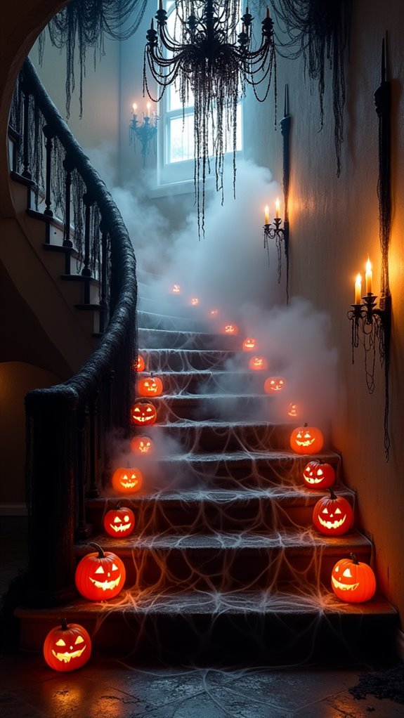spooky staircase halloween decor