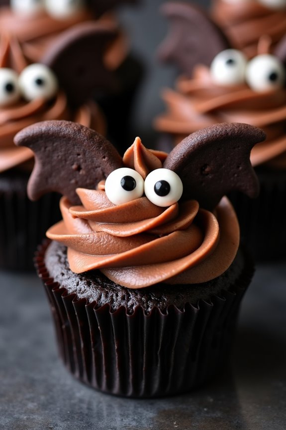 spooky vampire bat cupcakes