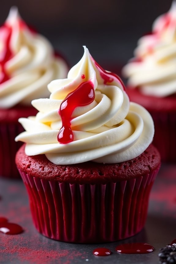 spooky vampire bite cupcakes