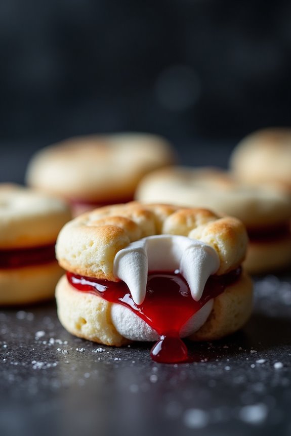 spooky vampire fang cookies