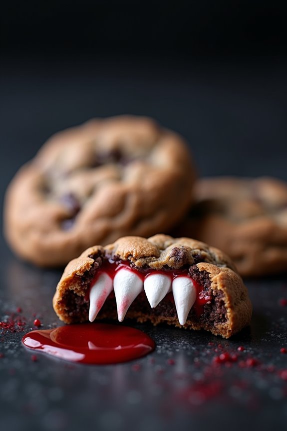 spooky vampire fang cookies