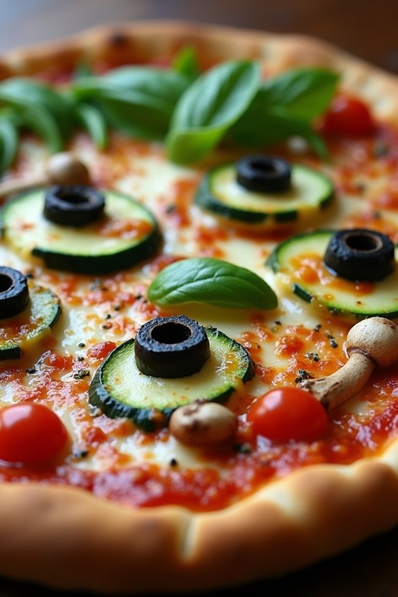 spooky veggie pizza creation