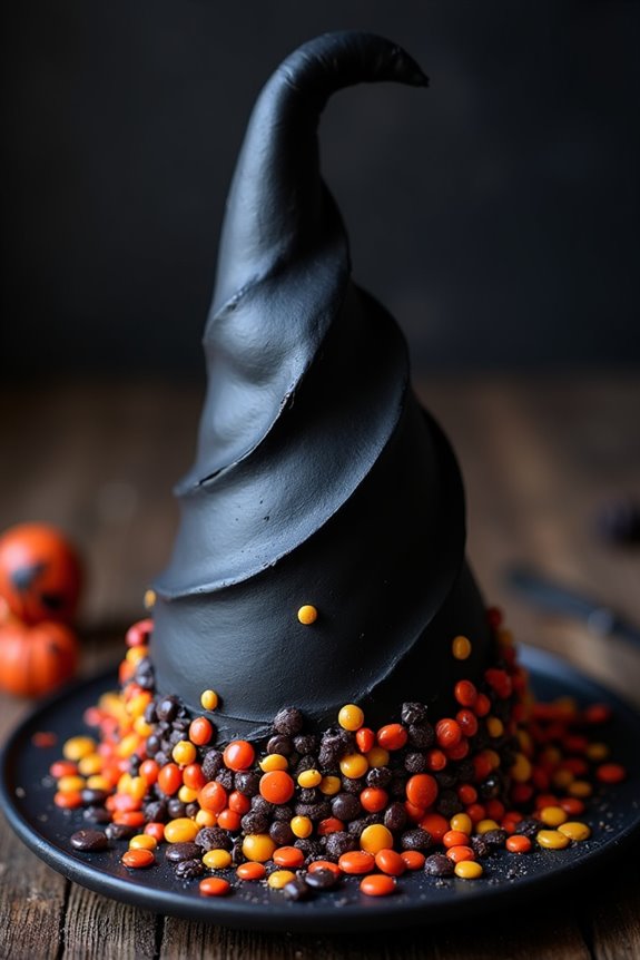 spooky witch hat cake
