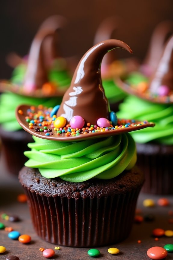 spooky witch hat cupcakes
