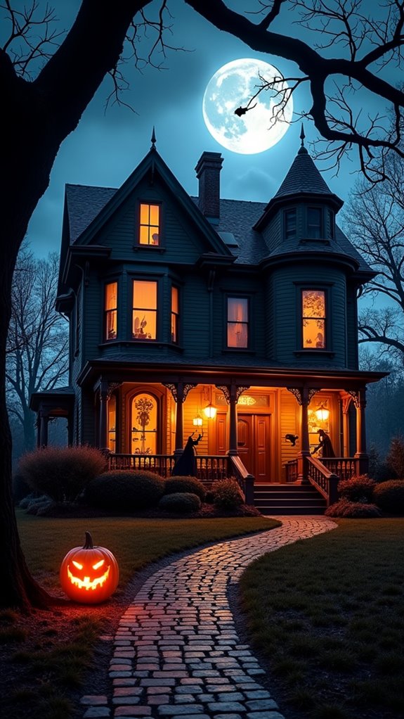 spooky yard silhouettes created