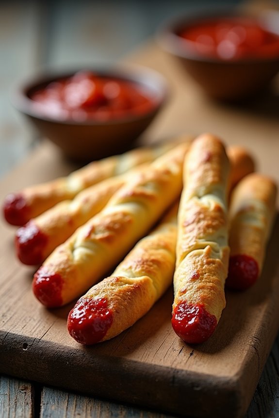 spooky zombie finger breadsticks