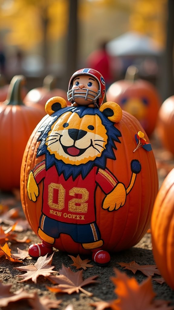 sports themed pumpkin decorations
