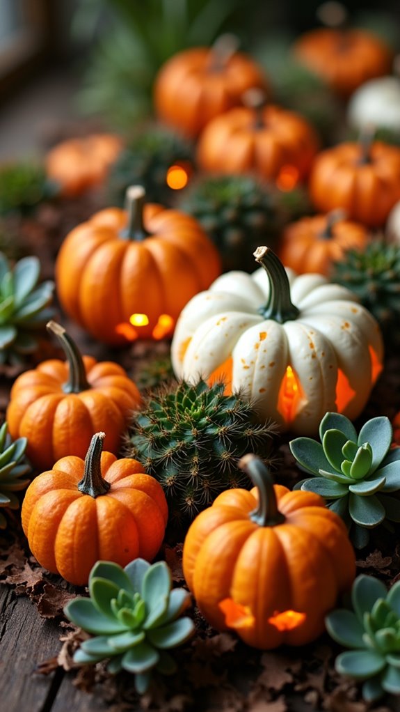 succulent filled pumpkin centerpiece
