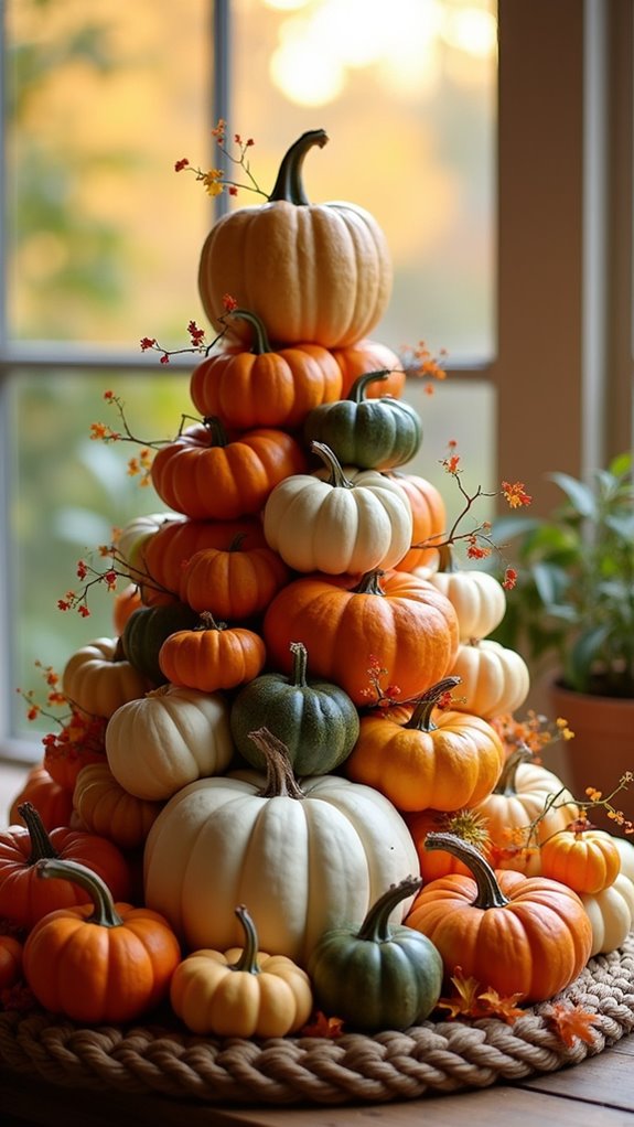 tiered pumpkin display decor