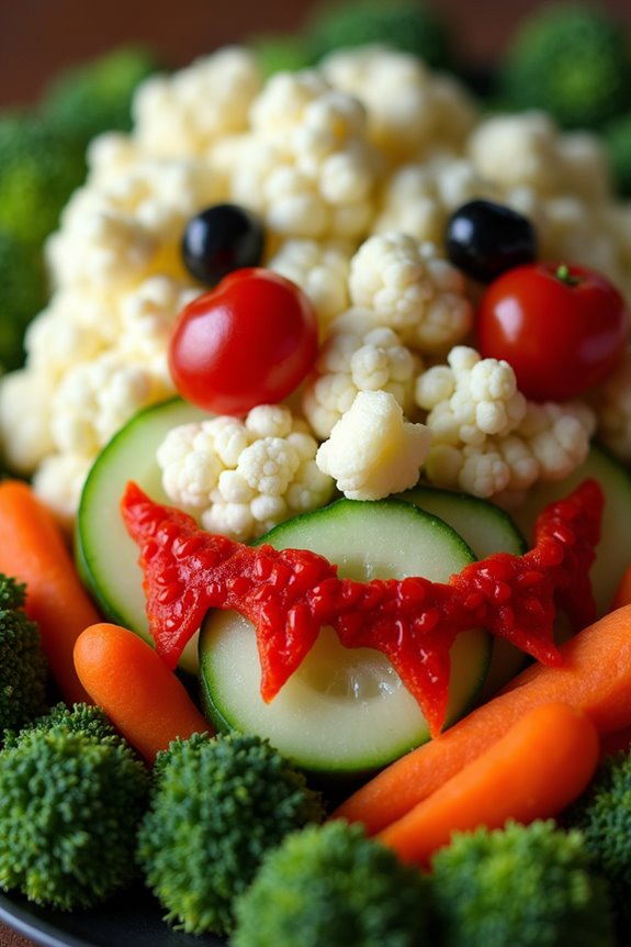 vampire themed vegetable arrangement