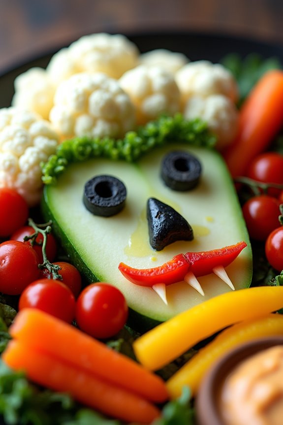 vampire themed vegetable arrangement