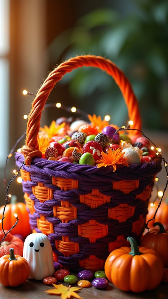 vibrant halloween candy basket