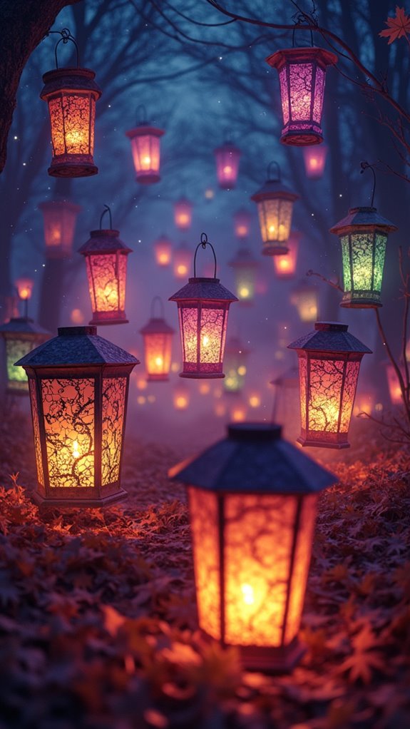 vibrant multi colored lanterns