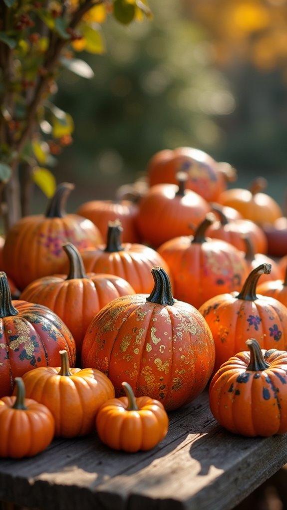 vibrant painted autumn pumpkins