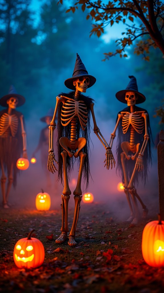 vibrant skeletons parade joyfully