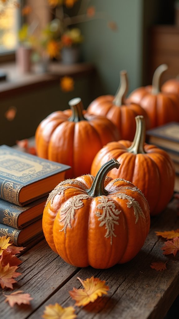 vintage book pumpkin decor
