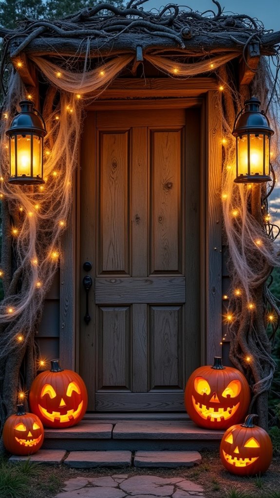 vintage halloween entrance decor