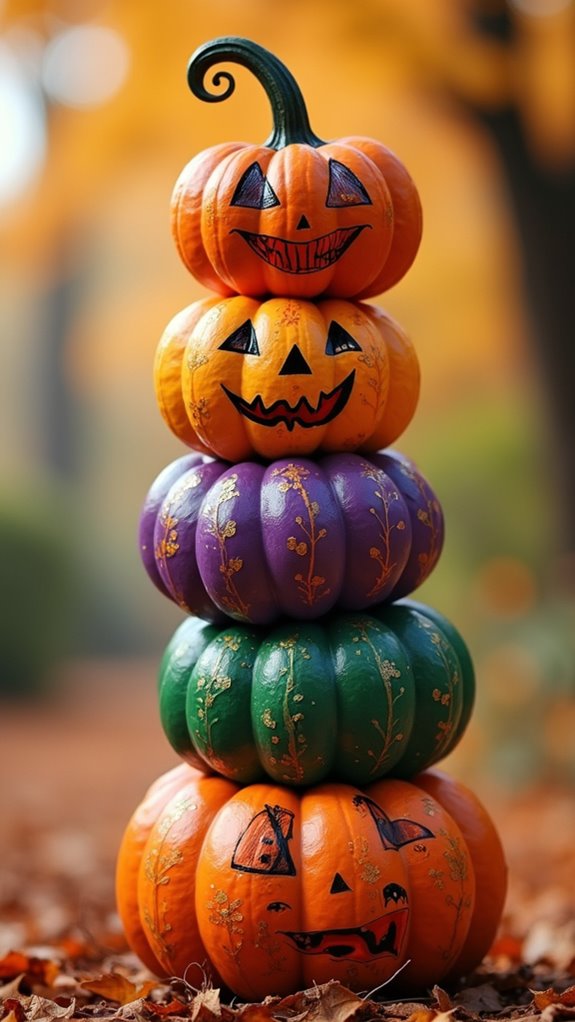 whimsical colorful pumpkin display