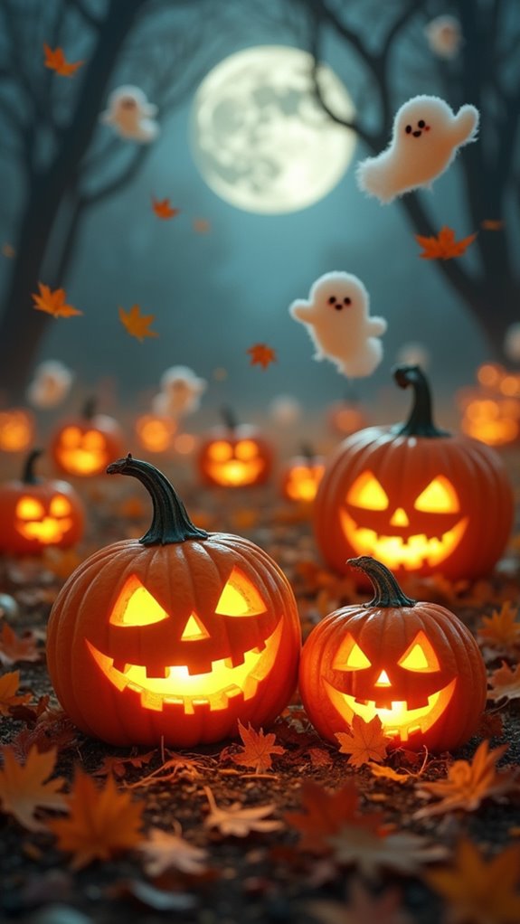 whimsical cute ghost pumpkins