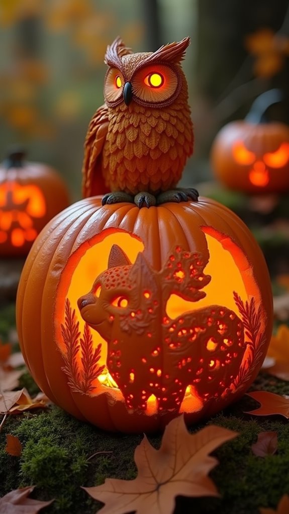whimsical forest animal carving