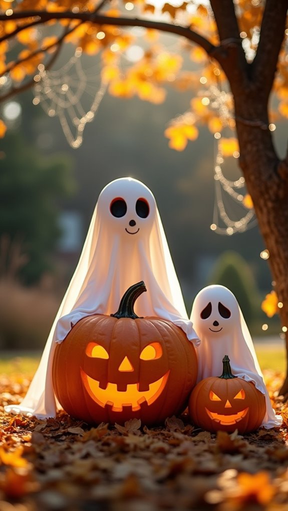 whimsical ghostly pumpkin family