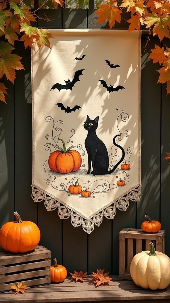 whimsical halloween fabric banners