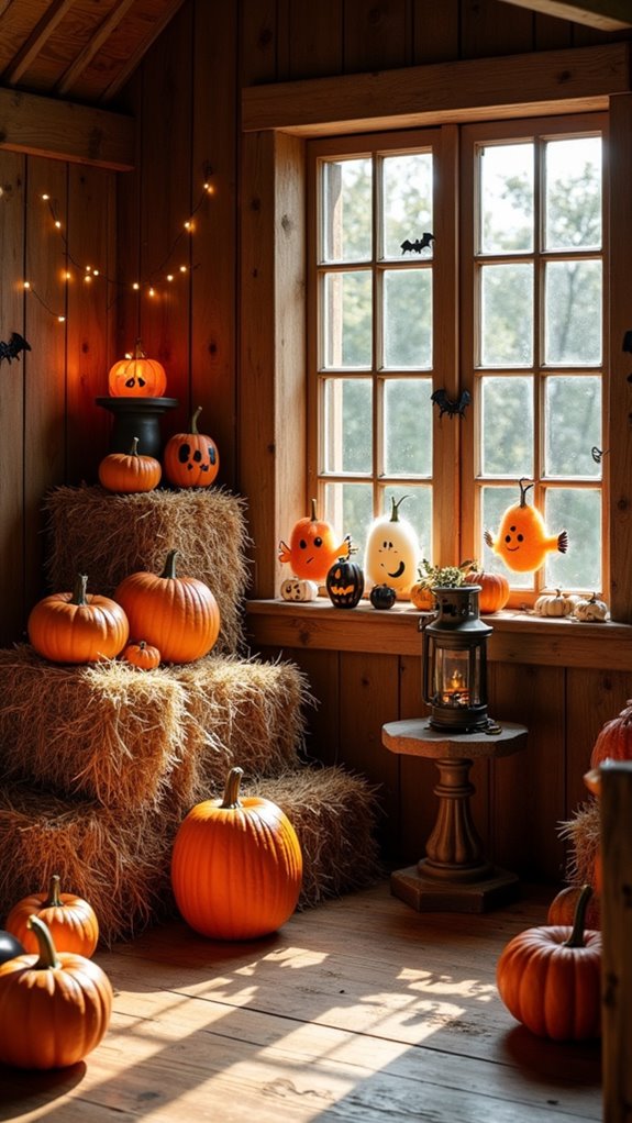 whimsical halloween hay displays