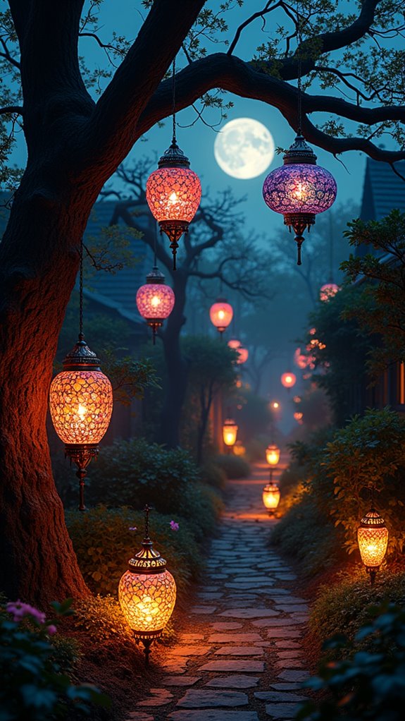whimsical halloween lantern display