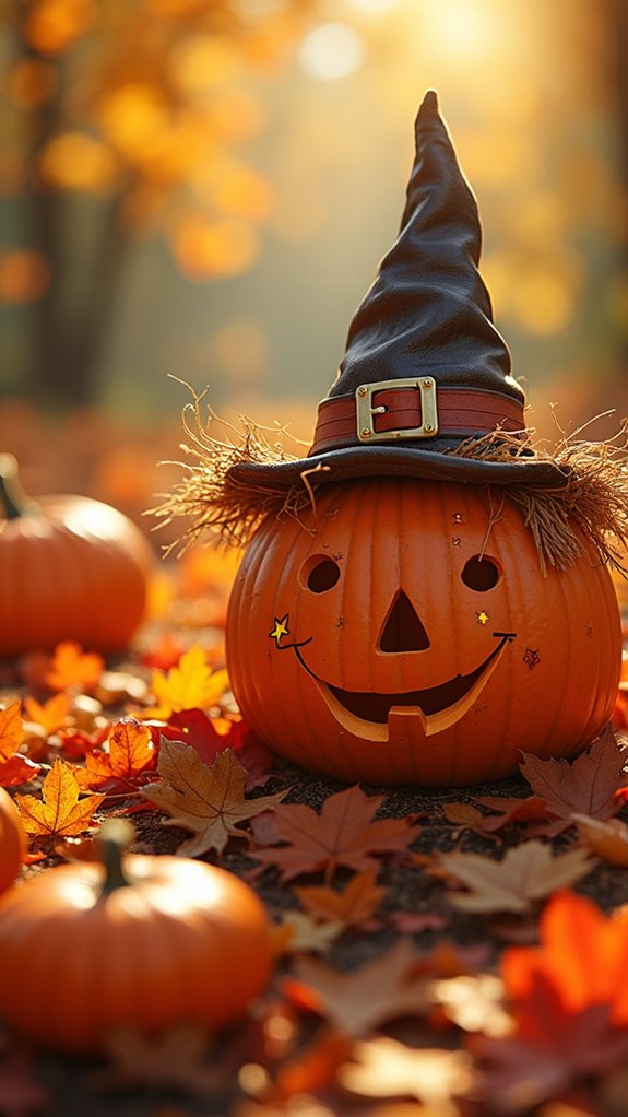 whimsical painted pumpkin characters