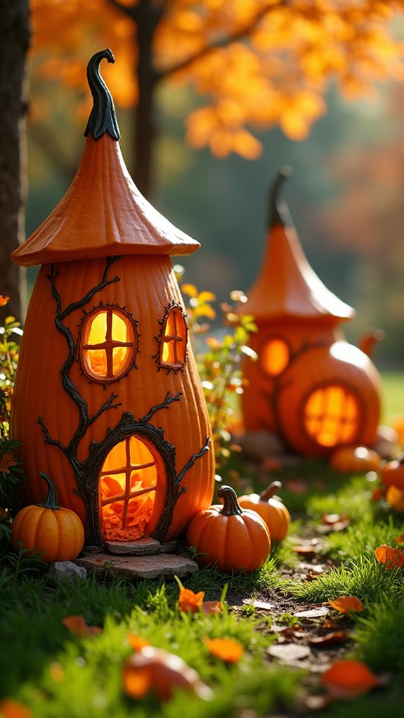 whimsical pumpkin fairy houses